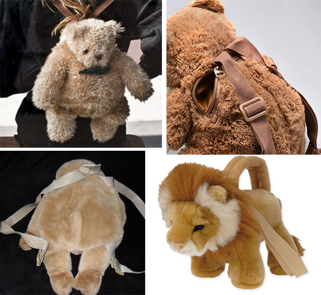 bolsa de bichos de pelucia